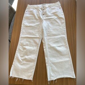 Sonoma Goods for Life S18 wide leg crop white denim button up jeans.